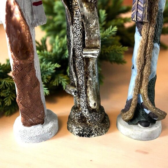 Set of 3 Tall Rustic Pencil Christmas Figures – 11” Folk Art Santas  Snowman - Picture 3 of 7